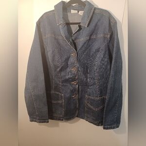 Vintage Covington Womens Stretch Dark Wash Jean Jacket Pre-owned 22W